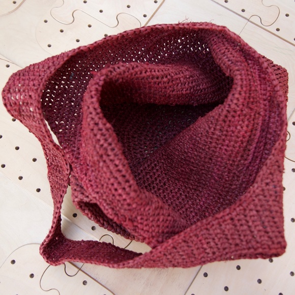 Helen Kaminski 100% Raffia Burgundy Large Woven Tote Bag Made In Madagascar - Picture 11 of 14
